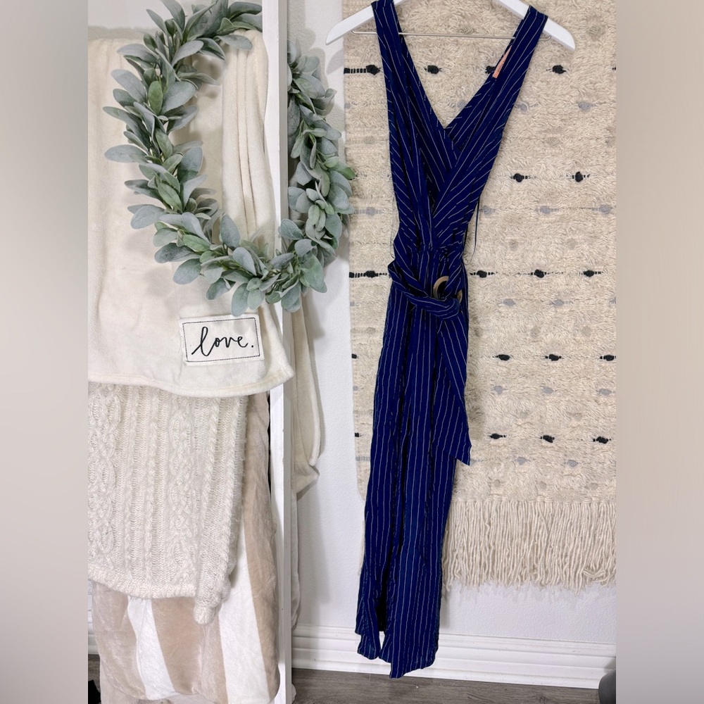 Flying tomato blue pinstripe jumpsuit size xs